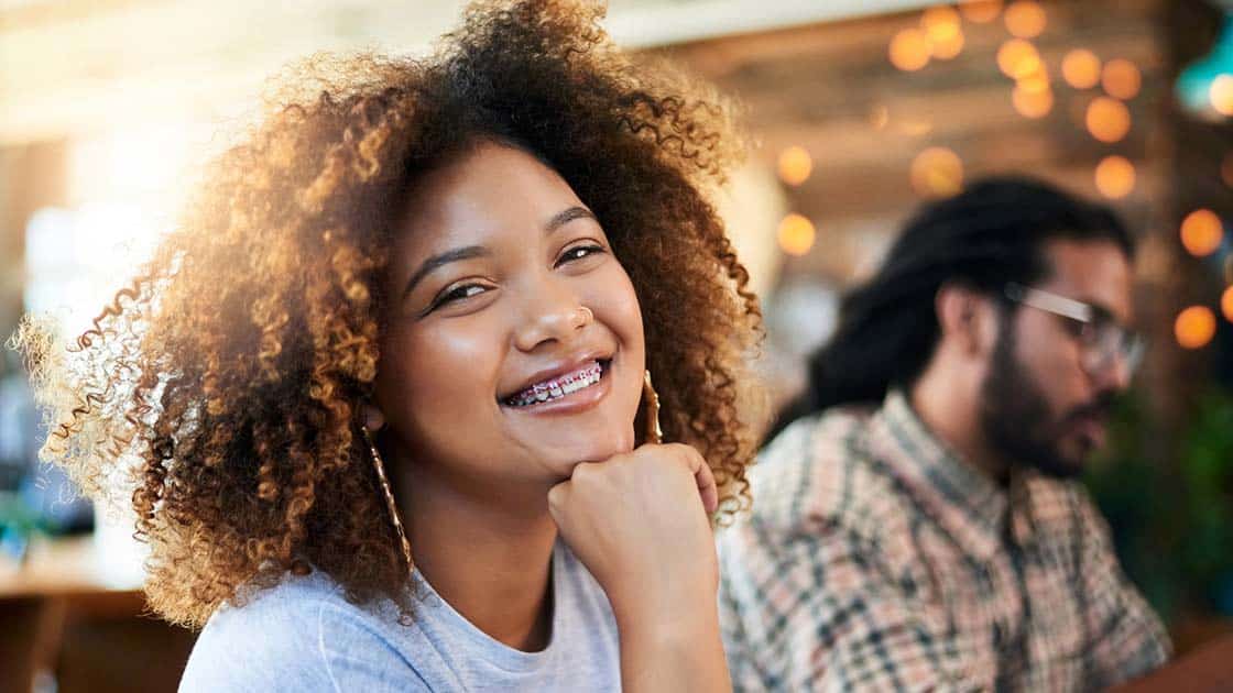 Lovely Girl with Braces Smiling